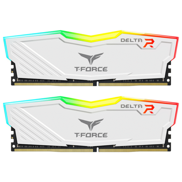 رام T-FORCE DELTA RGB أبيض DDR4 32GB (16×2) بسرعة 3200MHz CL16